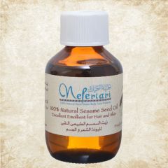 Sesame seed oil in a 125ml glass bottle.
