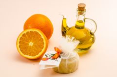 Orange soap in tulle