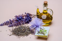 Lavender soaps packed in a tulle bag